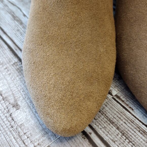 Lucky Brand NWOT Tan Suede Zakina Cuffed Fringe Ankle Boots Cowgirl Western Boho - Picture 4 of 13